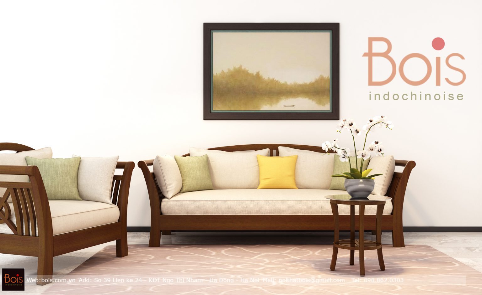 Sofa gỗ hiện đại điểm nhấn cho phòng khách sang trọng