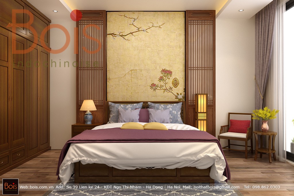 Giao thoa văn hóa cùng thiết kế nội thất phòng ngủ chung cư Indochine