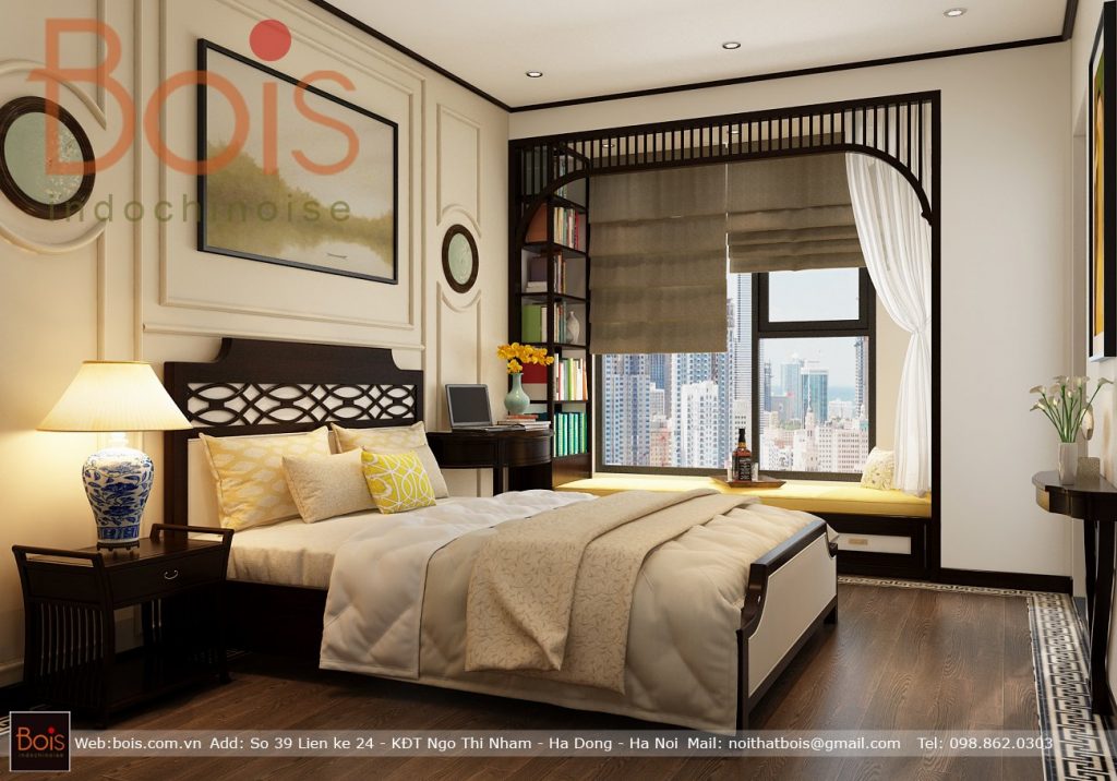 Giao thoa văn hóa cùng thiết kế nội thất phòng ngủ chung cư Indochine