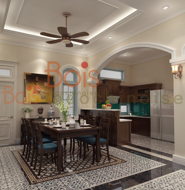 30+ Mẫu tủ bếp và nội thất phòng bếp phong cách indochine style interior