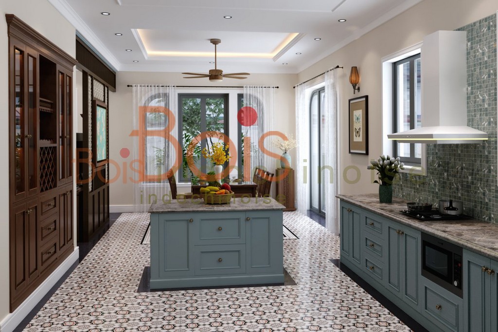 30+ Mẫu tủ bếp và nội thất phòng bếp phong cách indochine style interior