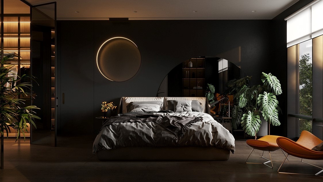 Thiết kế phòng ngủ mang màu sắc tối