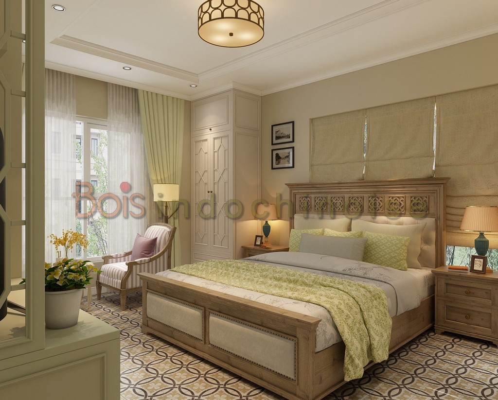 Giường ngủ phong cách Indochine