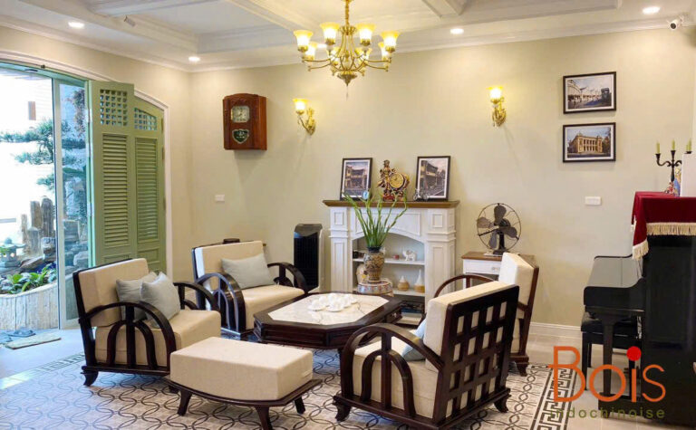 Không gian phòng khách sau hoàn thiện – giản dị, trầm ấm, mang hơi thở Hà Nội.