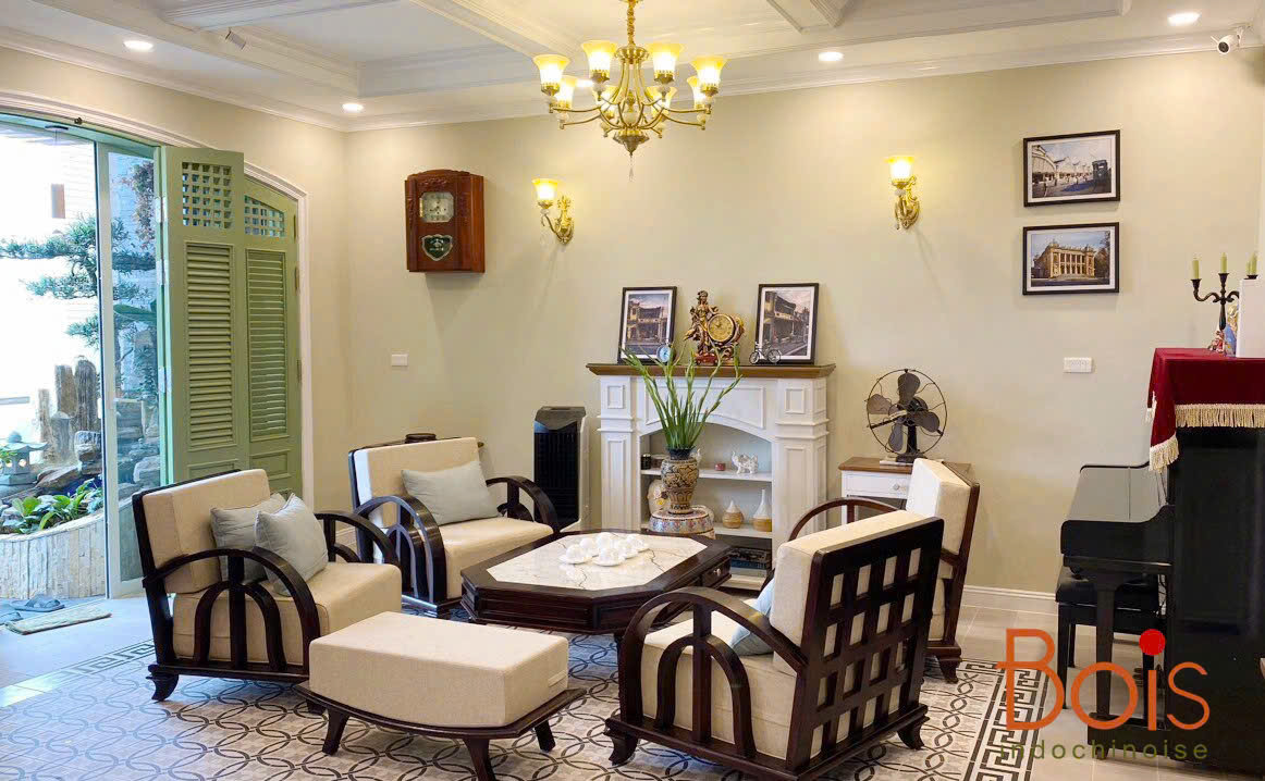 Không gian phòng khách sau hoàn thiện – giản dị, trầm ấm, mang hơi thở Hà Nội.